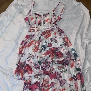 Size small floral maxi dress with shorts inside